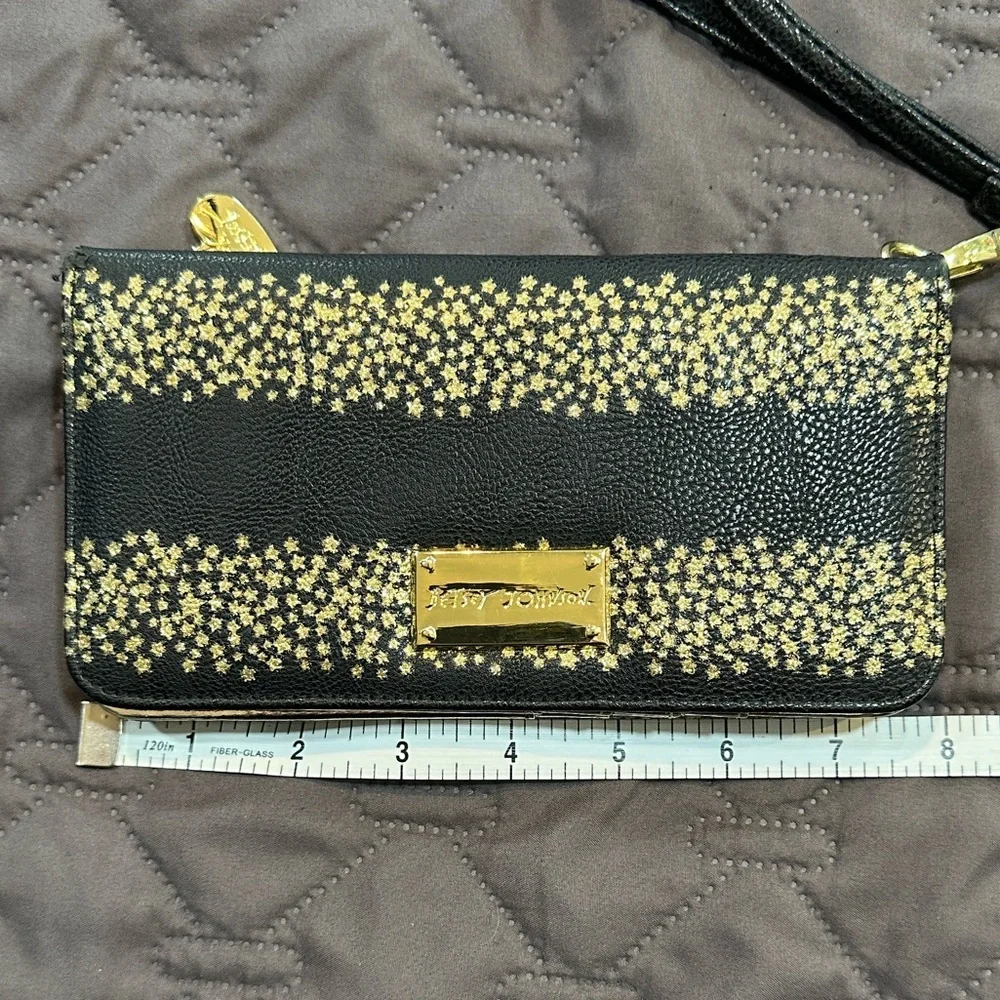 Betsey Johnson Wallet - Black With Gold Stars
